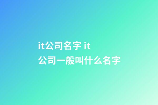 it公司名字 it公司一般叫什么名字-第1張-公司起名-玄機派